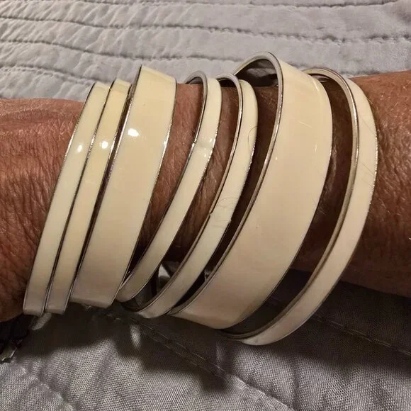 Set of 7 Creme Bangle Bracelets Haute by Treska NWT - Picture 10 of 13